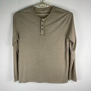 Lucky Brand Venice Burnout Cream Beige Tan Long Sleeve Henley T Shirt Men's XL